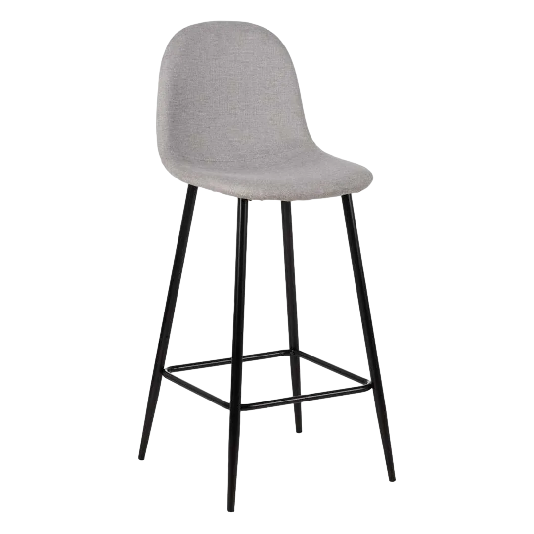 Taburete alto tapizado en tejido gris con estructura metálica altura asiento 72cm 45.50x45x105.50cm - Ixia - 609579IX - foto-transparente