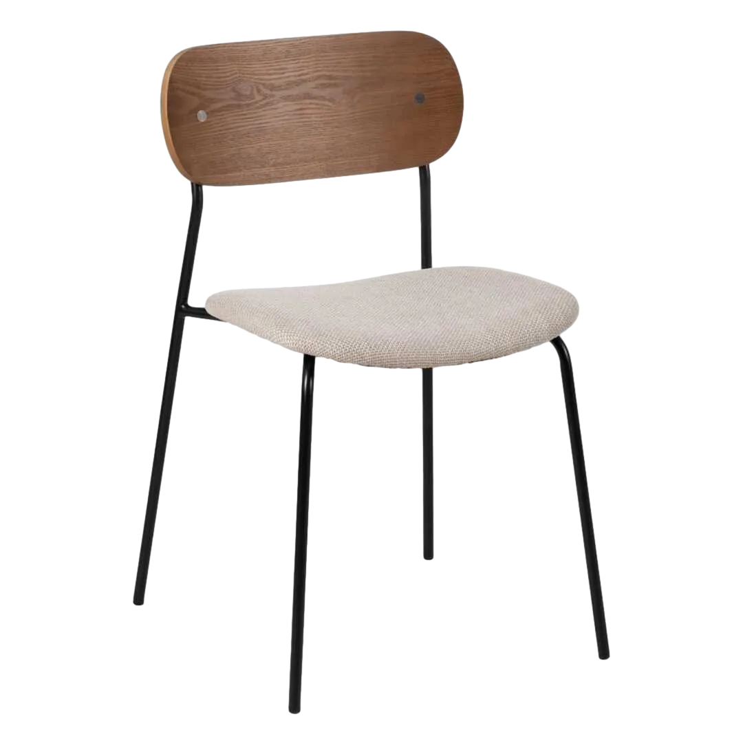 Silla tapizada para salón marrón crema estructura metálica asiento en madera contrachapada 49x53x80cm - Ixia - 609583IX - foto-transparente