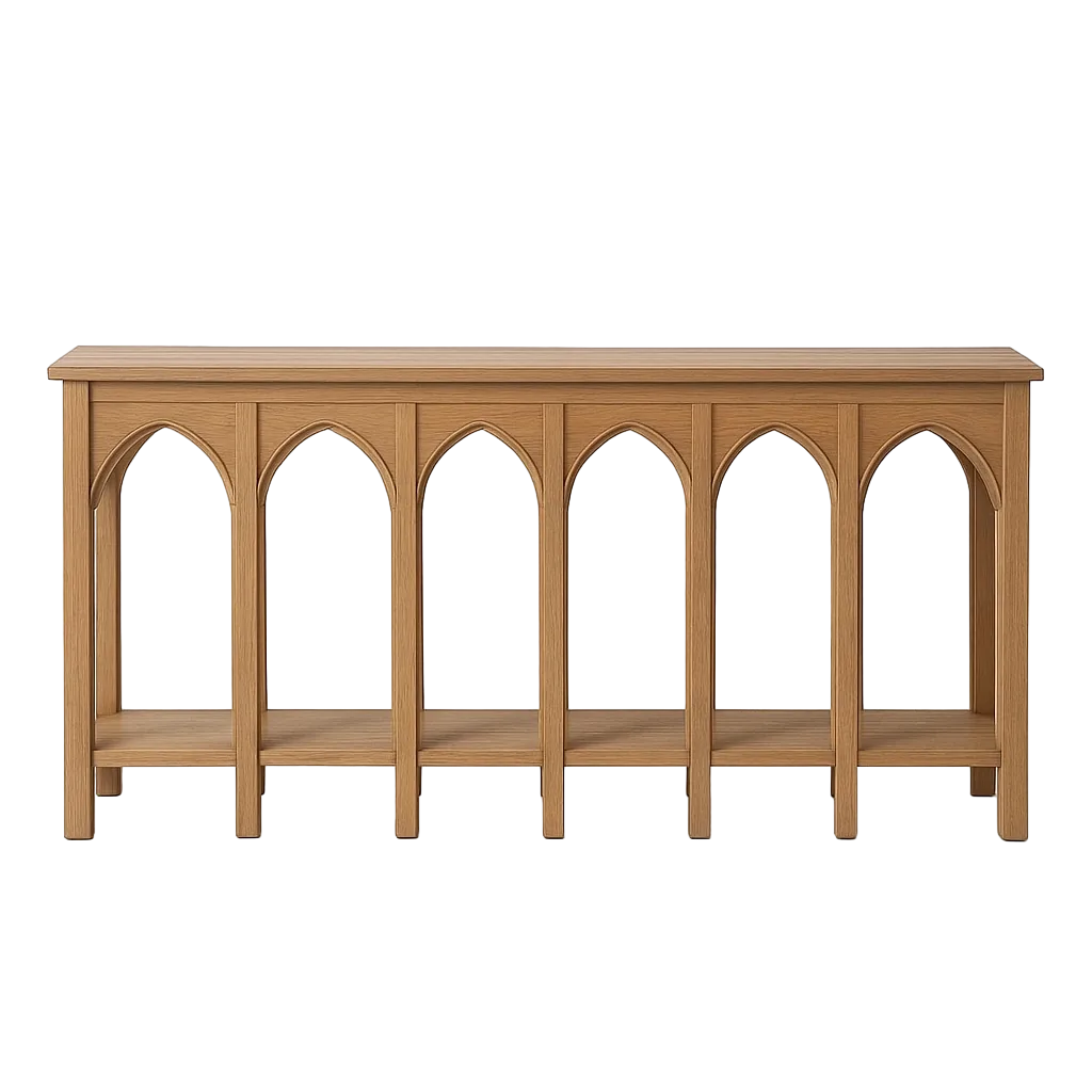 Consola natural en madera de pino reciclada para entrada 210x38x90cm - Ixia - 610036IX - foto-transparente