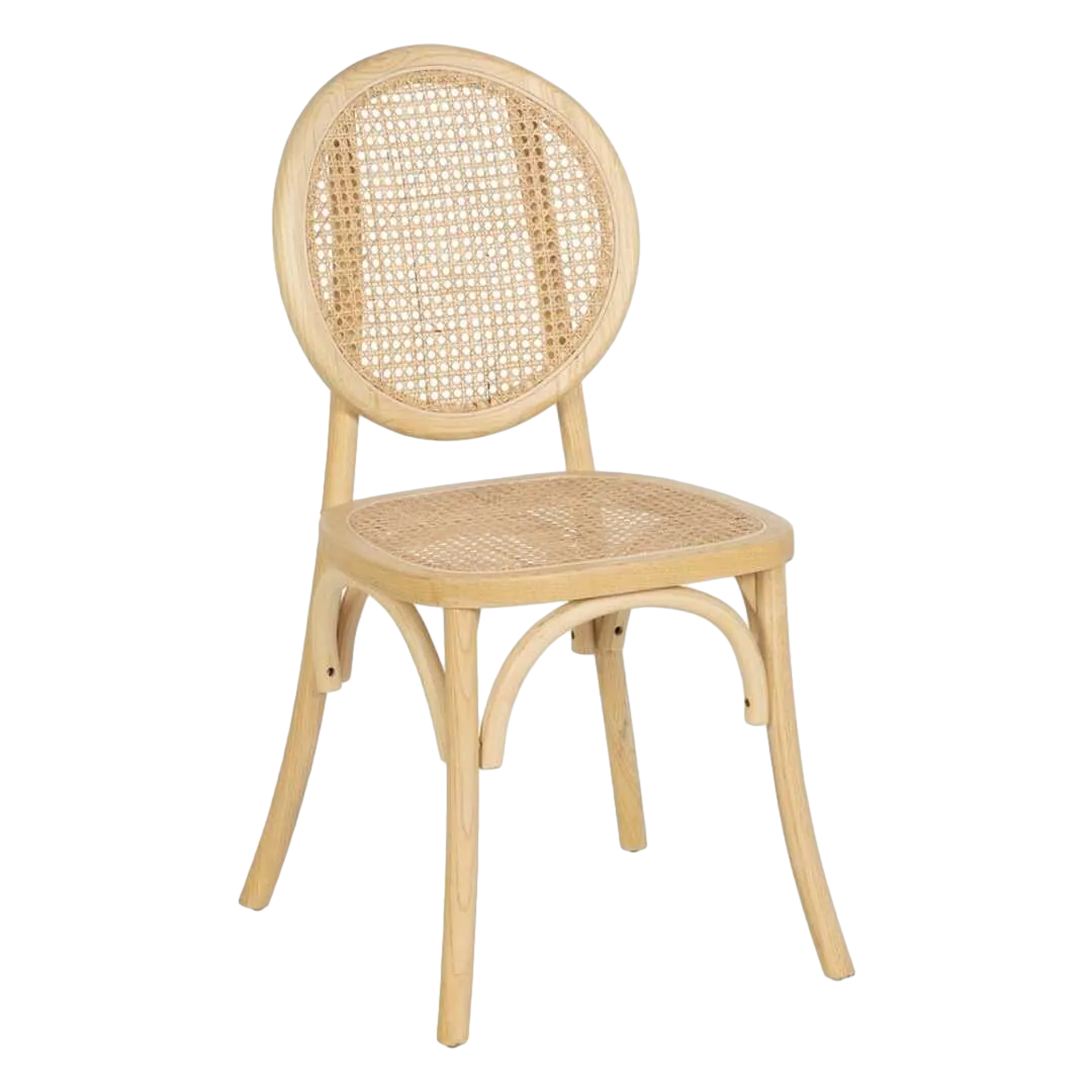 Silla de madera de olmo con asiento y respaldo de ratán natural 44.50x41.50x89cm - Ixia - 610045IX - foto-transparente