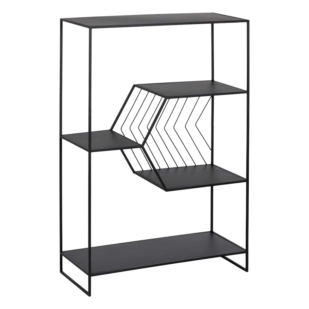 Estantería negra de metal con baldas asimétricas 80x35x120cm - Ixia - 610062IX - foto-transparente