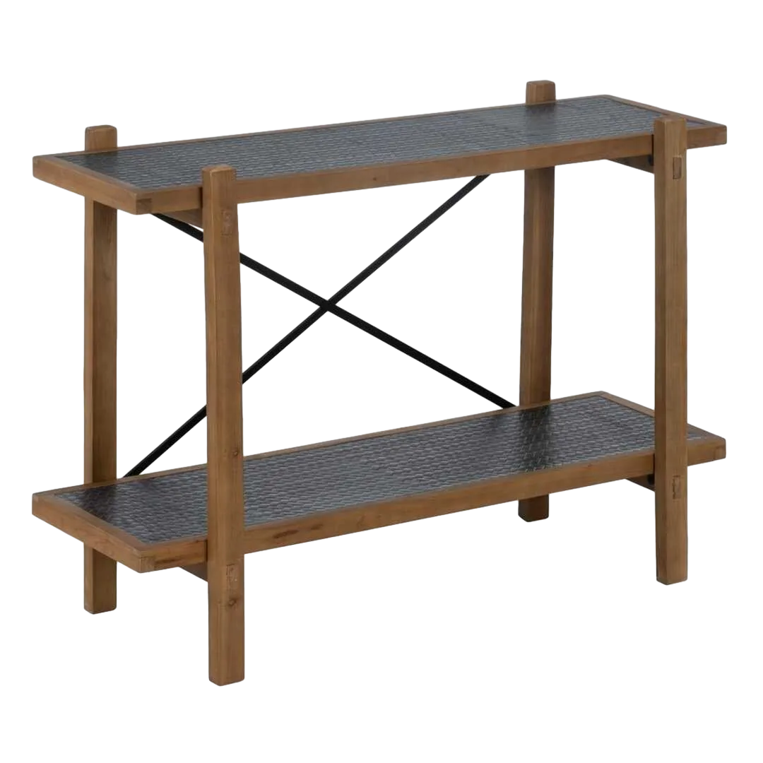 Estantería en DM y madera de abeto con estructura de hierro acabado negro y natural 107x40x80cm - Ixia - 610072IX - foto-transparente