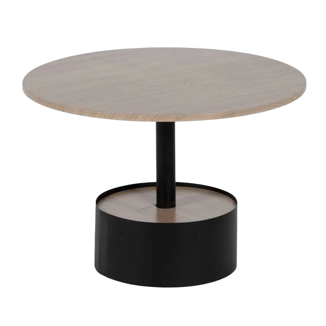Mesa de centro negro y natural en DM y metal 65x65x37.50cm - Ixia - 610155IX - foto-transparente