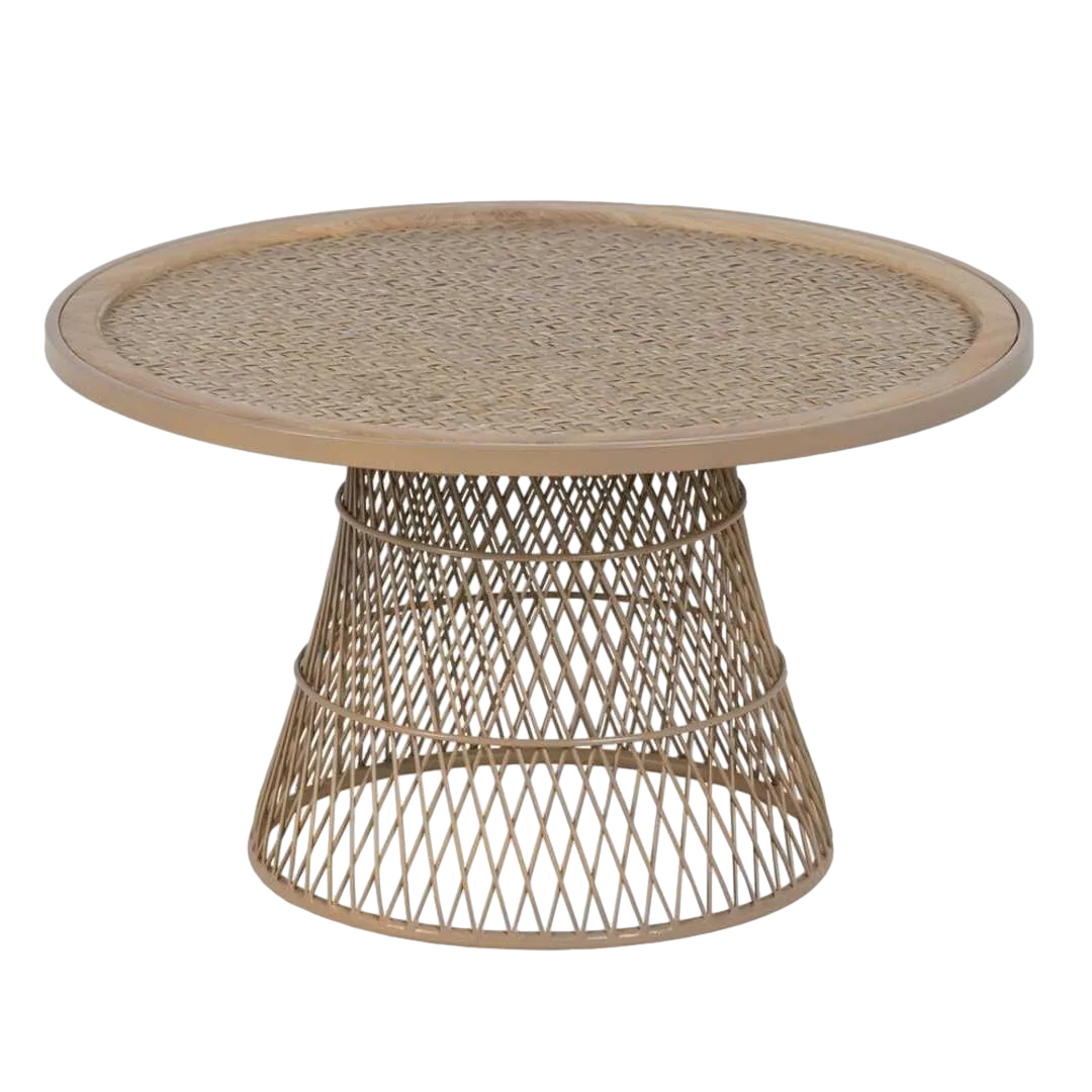 Mesa de centro natural en metal y ratán 70x70x39.50cm - Ixia - 610163IX - foto-transparente