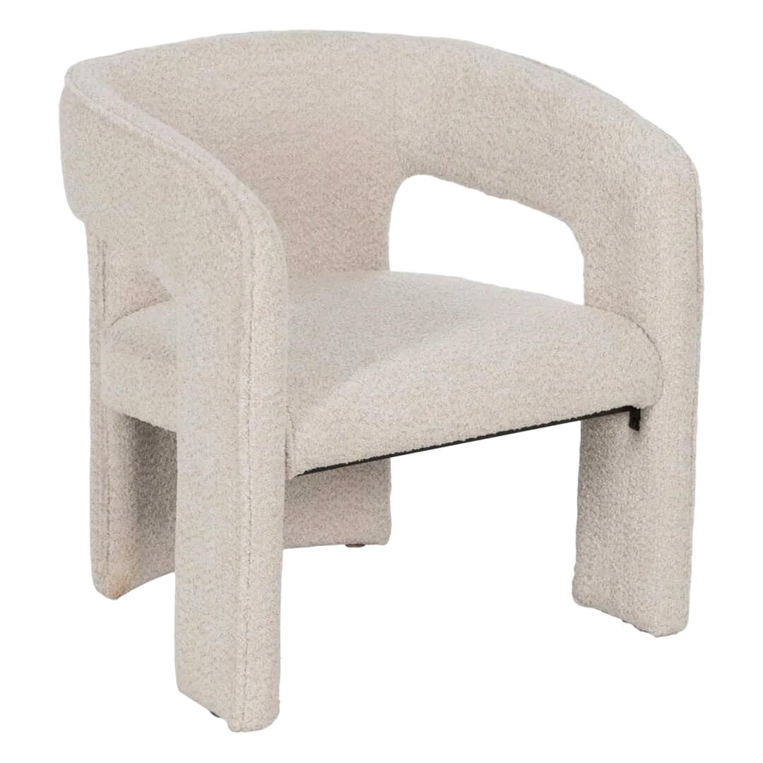 Silla tapizada en tejido beige con estructura de madera y hierro 69x66x73cm - Ixia - 610223IX - foto-transparente