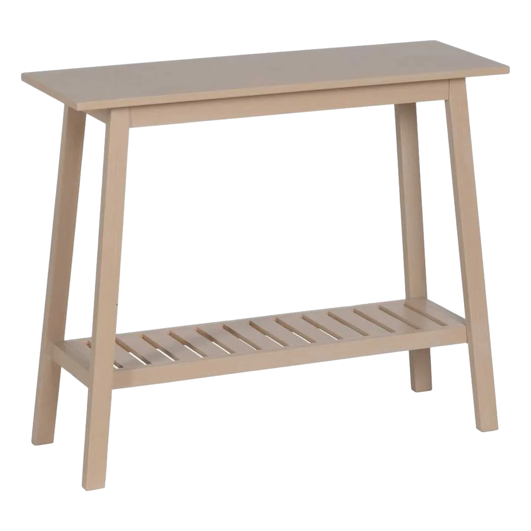 Consola crema con cajones en DM y estructura de madera de pino 90x32x75cm - Ixia - 610408IX - foto-transparente