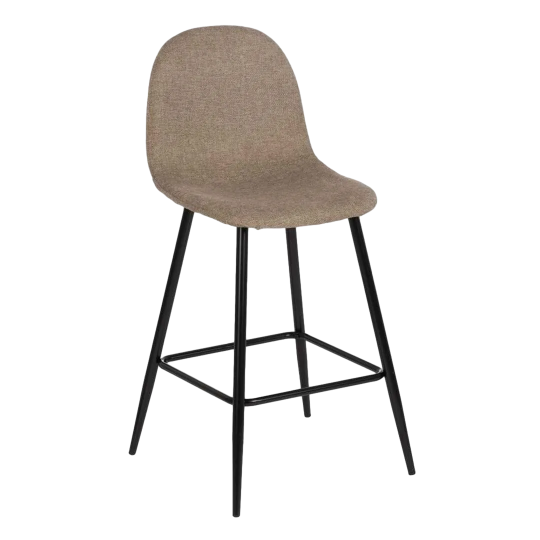 Taburete alto tapizado en tejido color taupe con estructura metálica para salón 46x48x96cm - Ixia - 611022IX - foto-transparente