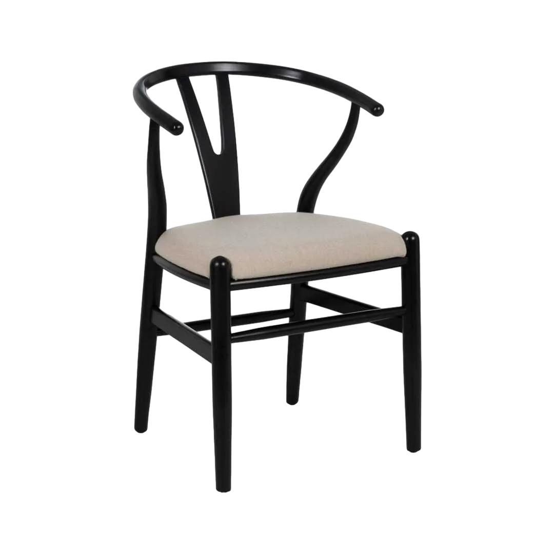 Silla comedor tapizada en tejido negro estructura madera de haya asiento 48cm 53x55x80cm - Ixia - 611228IX - foto-transparente