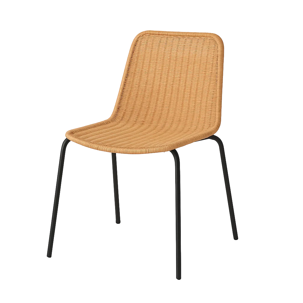 Silla natural apilable en polietileno y acero para exterior 52x57x82cm - Ixia - 611269IX - foto-transparente
