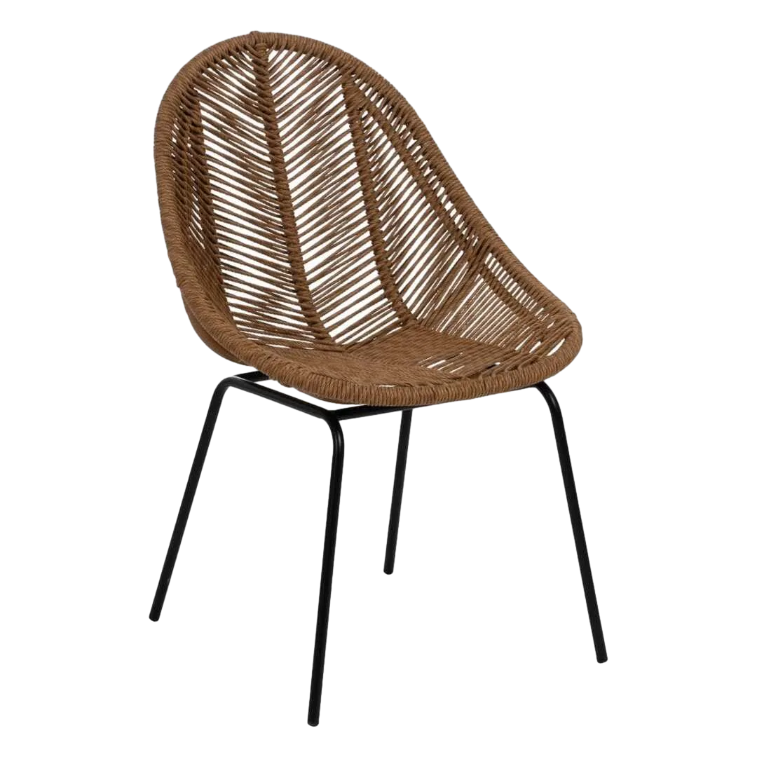 Silla natural de polietileno y acero para salón y exterior 53.50x61x85cm - Ixia - 611272IX - foto-transparente