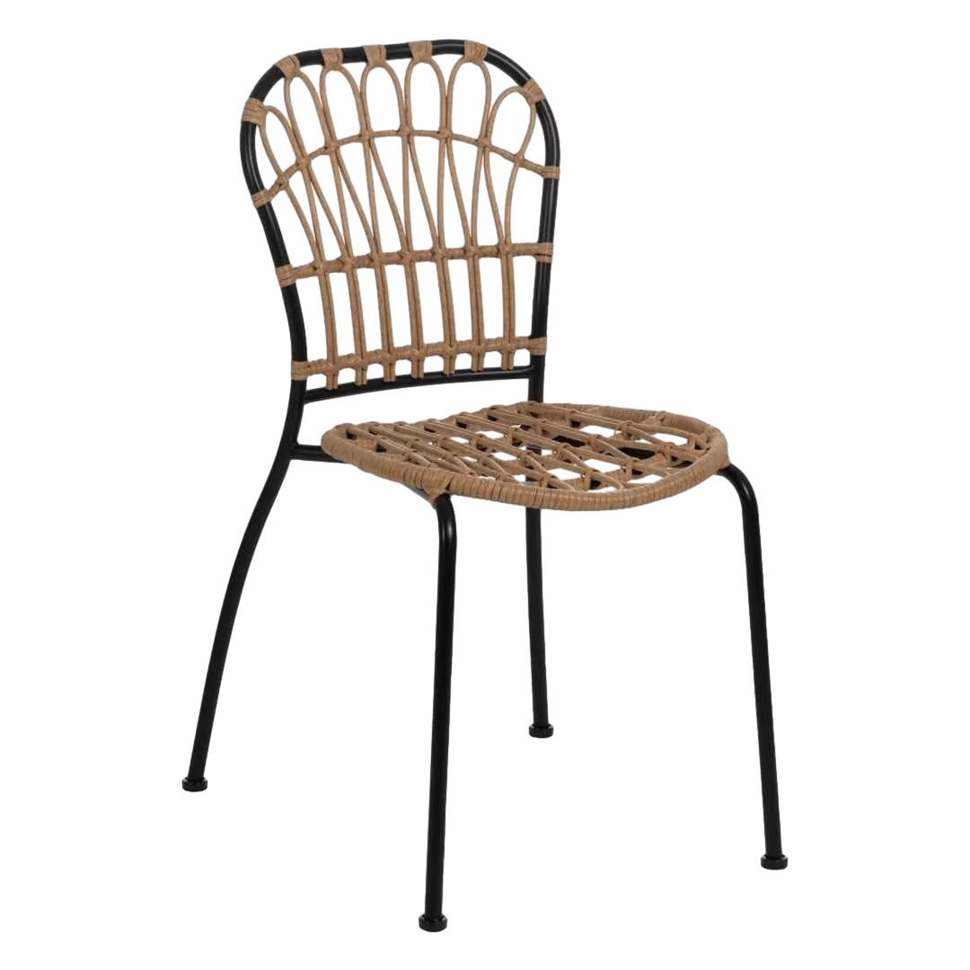 Silla en polietileno y acero acabado natural y negro apta para exterior 51x58x87cm - Ixia - 611274IX - foto-transparente