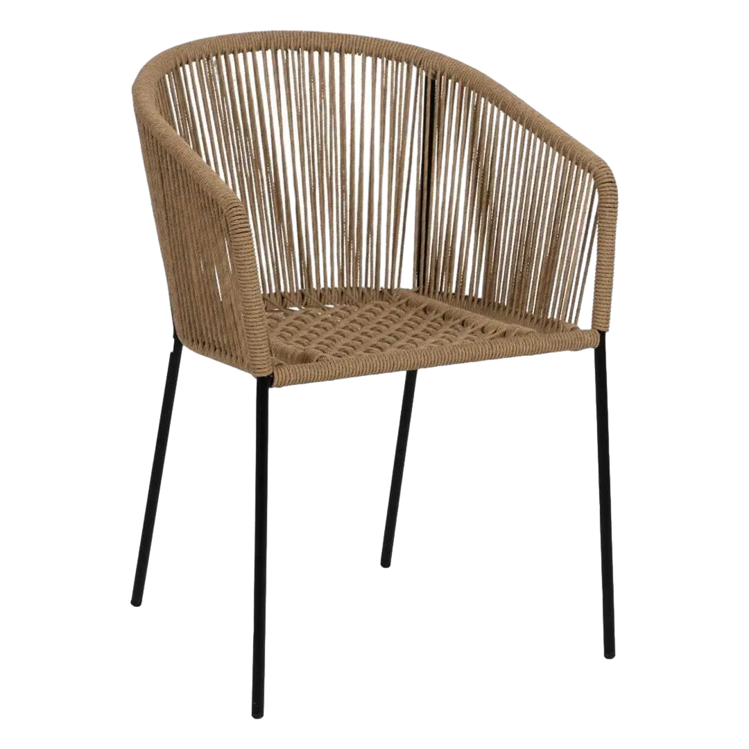 Silla natural para salón en polietileno y acero apta para exterior 55x54x79cm - Ixia - 611276IX - foto-transparente