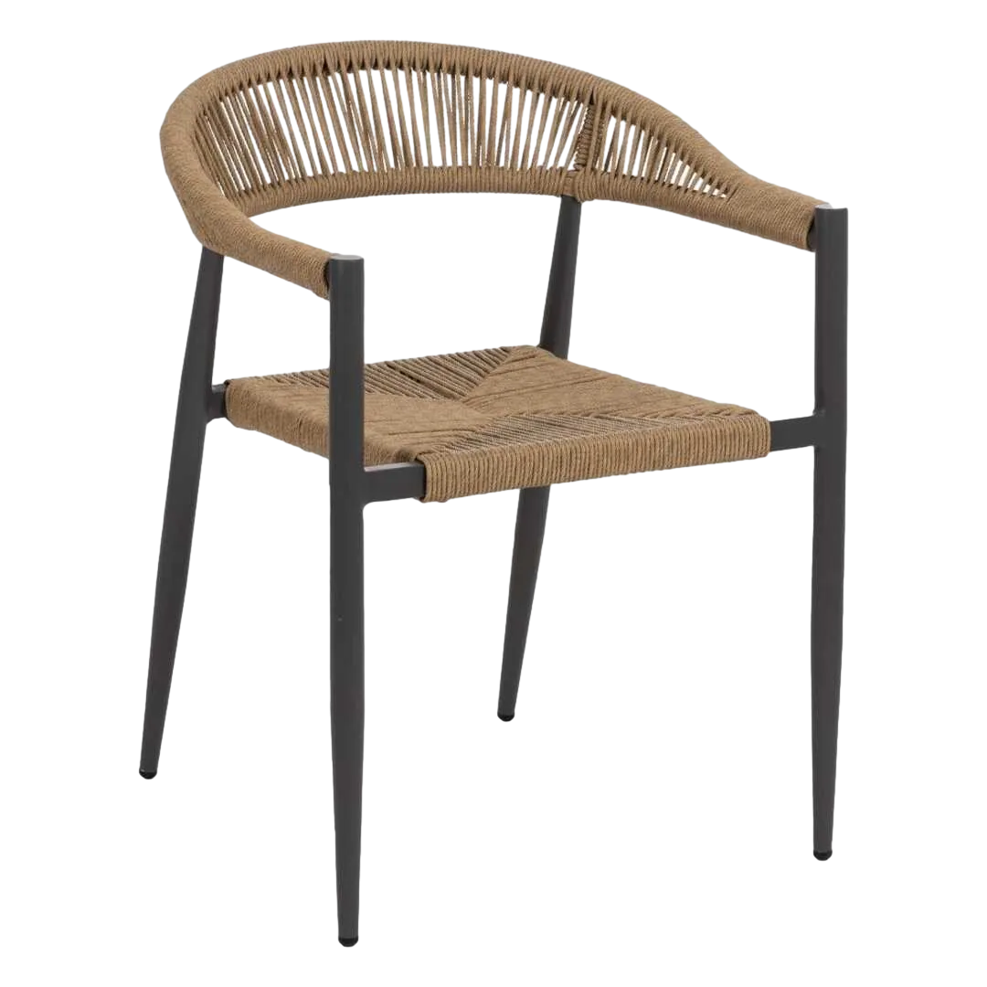 Silla apilable en polietileno y aluminio apta para exterior y salón 57.50x56x74cm - Ixia - 611277IX - foto-transparente