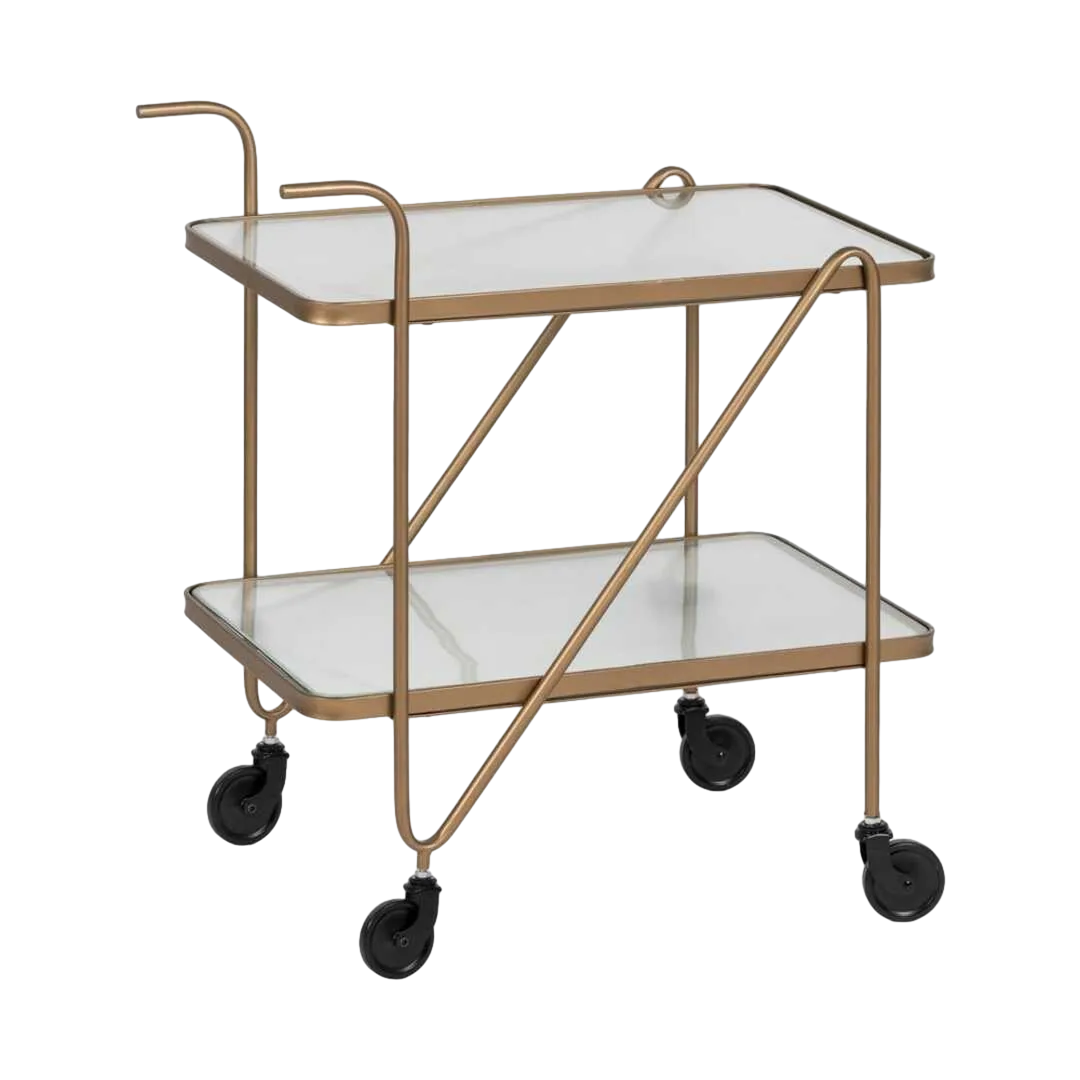 Camarera con ruedas en metal dorado y bandejas de cristal 61x40x70cm - Ixia - 611369IX - foto-transparente