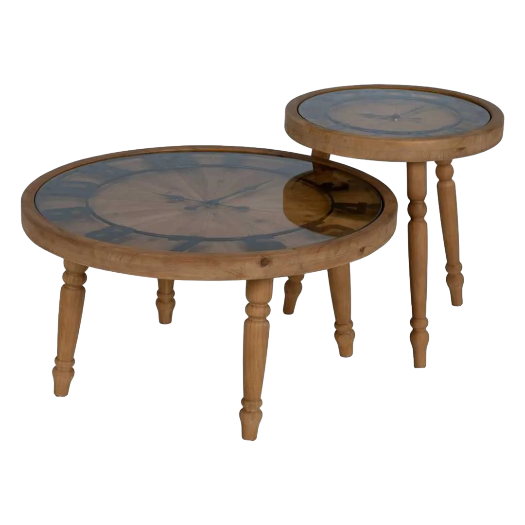Mesita reloj en DM acabado natural 50x50x52.50cm - Ixia - 611410IX - foto-transparente