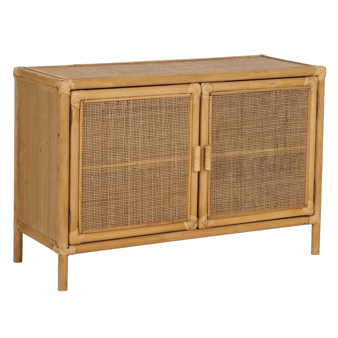Mueble auxiliar de ratán natural para salón 97.50x40x65cm - Ixia - 611421IX - foto-transparente