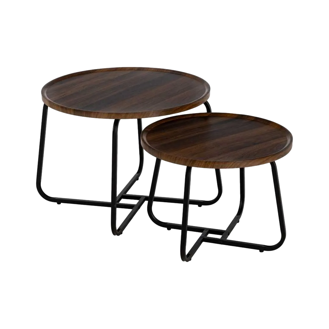 Mesa de centro marrón en DM y metal 50x50x38cm - Ixia - 611445IX - foto-transparente