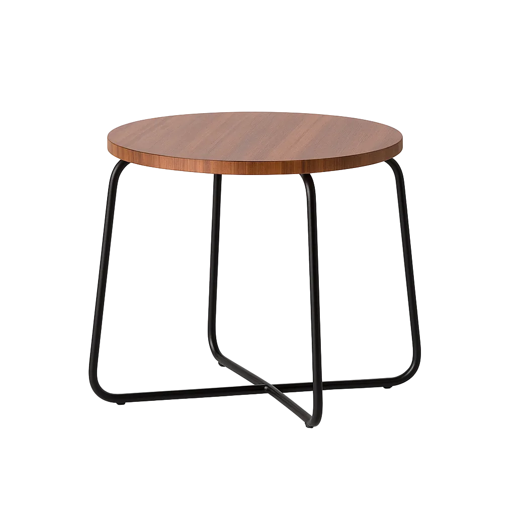 Mesa de centro marrón en DM y metal para salón 60x60x45cm - Ixia - 611446IX - foto-transparente