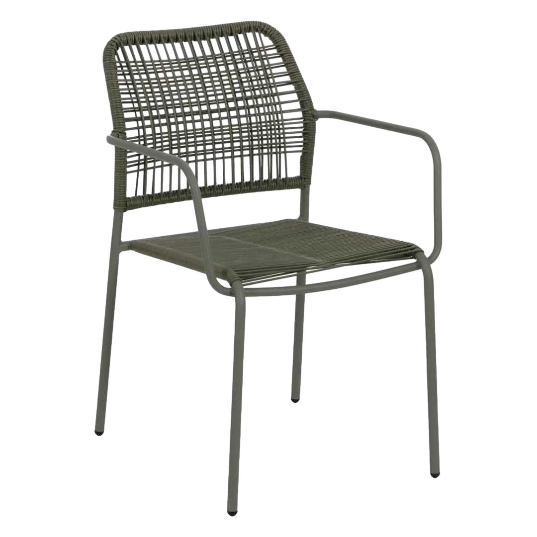 Silla apilable verde de polietileno y acero para exterior 53x63x78cm - Ixia - 611561IX - foto-transparente