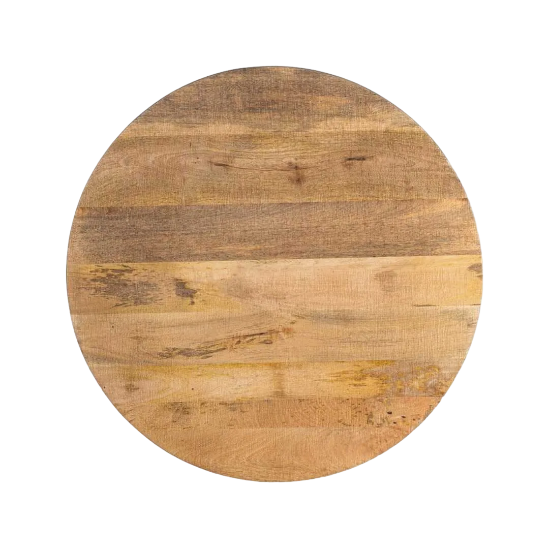 Tablero redondo en listones para mesa en madera de mango superficie irregular 80x80x3cm - Ixia - 611704IX - foto-transparente