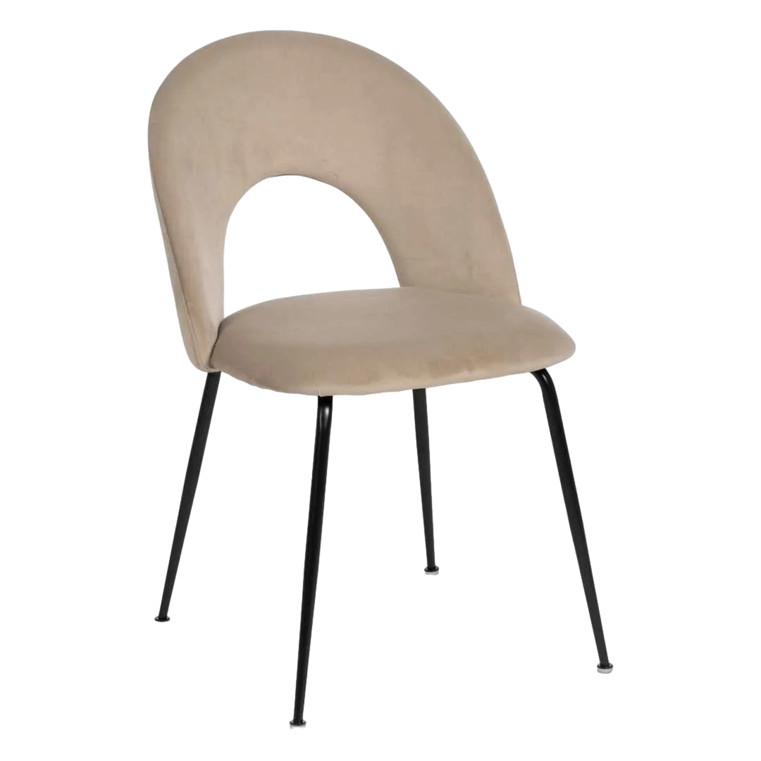 Silla beige tapizada en tejido con patas de hierro y asiento en DM 49x60x81cm - Ixia - 611789IX - foto-transparente