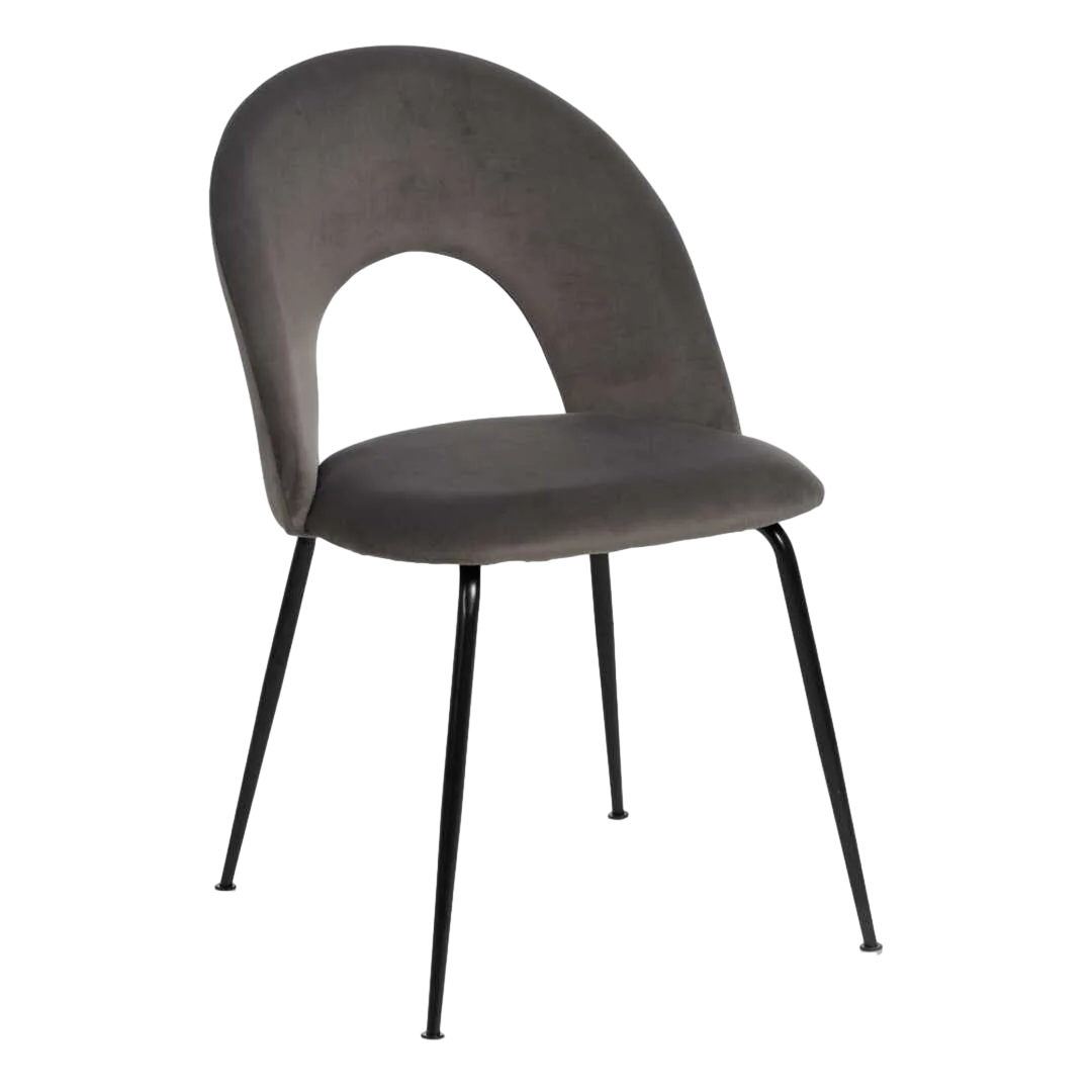 Silla tapizada en tejido poliéster taupe asiento en DM patas de hierro 49x60x81cm - Ixia - 611790IX - foto-transparente