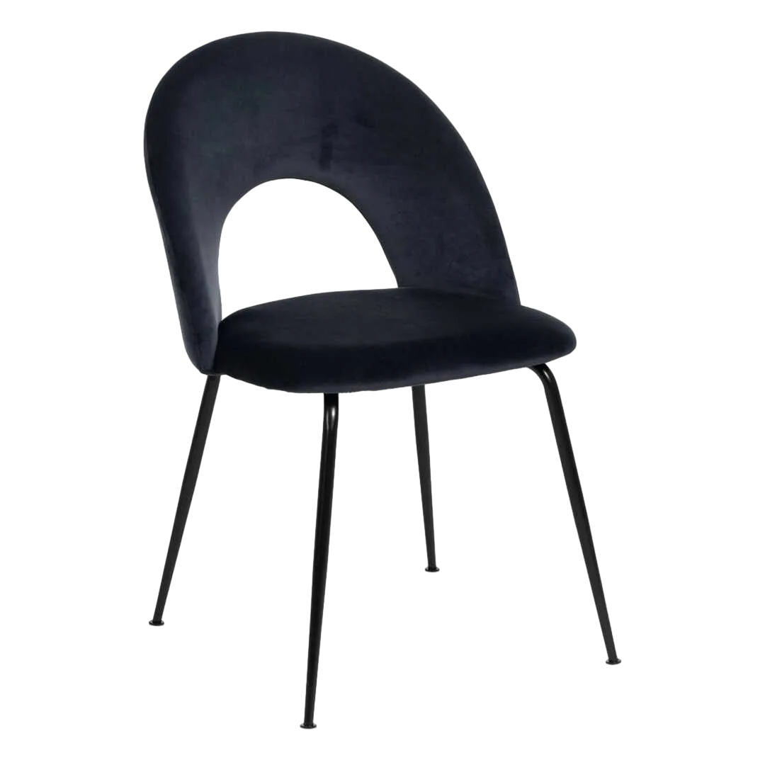 Silla tapizada en tejido azul con patas de metal estilo contract 49x60x81cm - Ixia - 611793IX - foto-transparente
