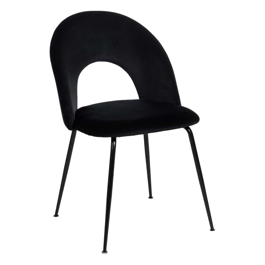 Silla tapizada en tejido negro con patas metálicas contract 49x60x81cm - Ixia - 611794IX - foto-transparente