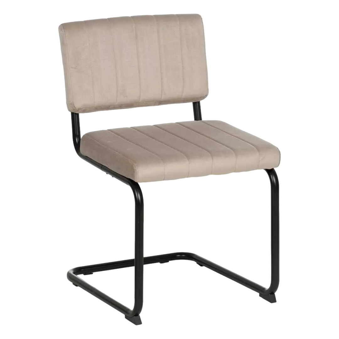 Silla beige tapizada en tejido con asiento en DM y patas metálicas 48x56x82cm - Ixia - 611795IX - foto-transparente