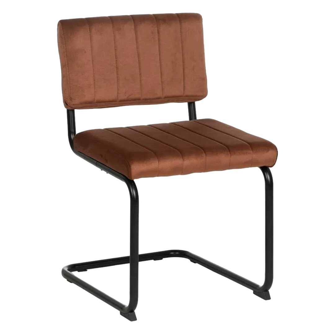 Silla terracota en tejido con patas de hierro y asiento en DM 48x56x82cm - Ixia - 611798IX - foto-transparente