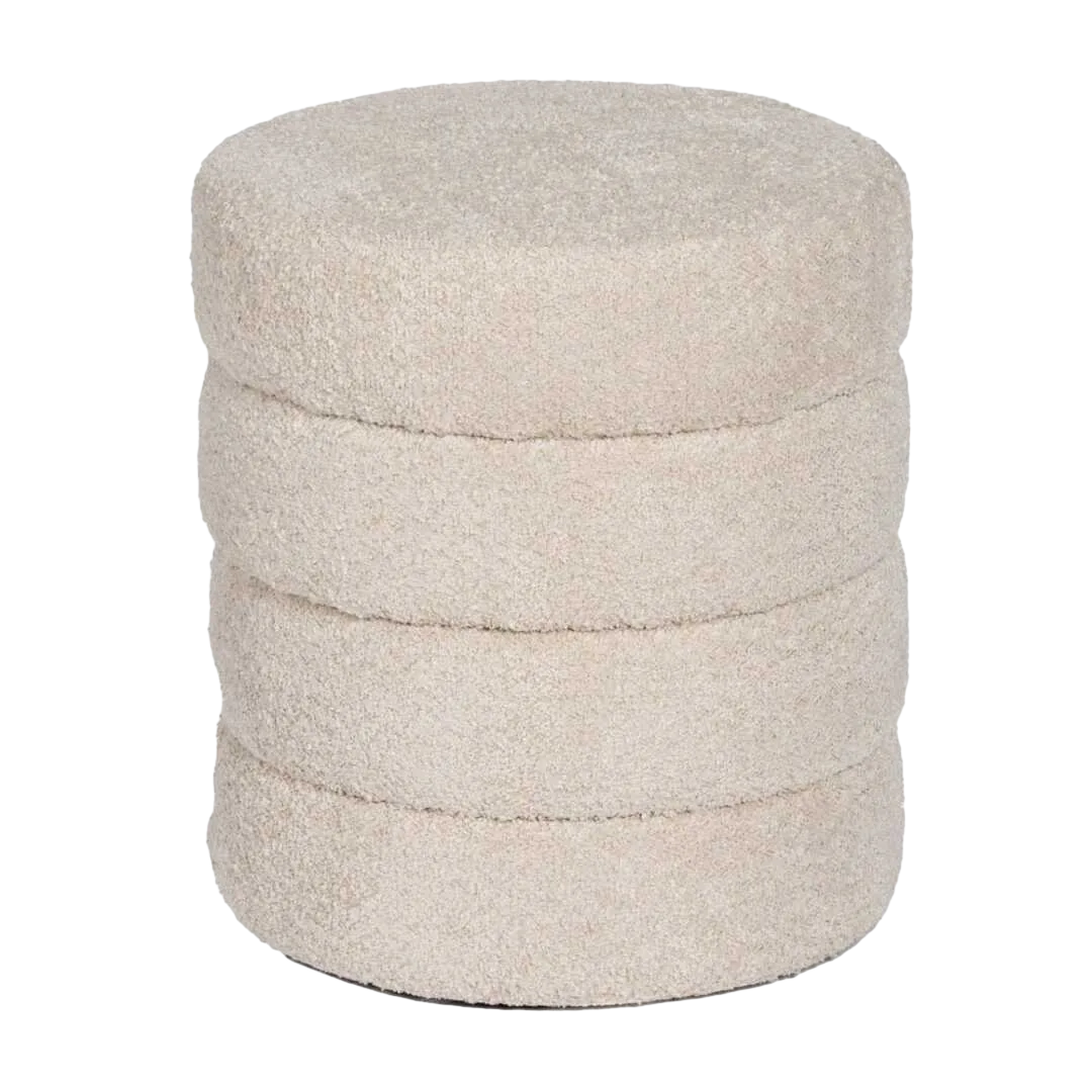 Puf beige tapizado en tejido poliéster con espuma y estructura en madera contrachapada 42x42x46cm - Ixia - 612104IX - foto-transparente