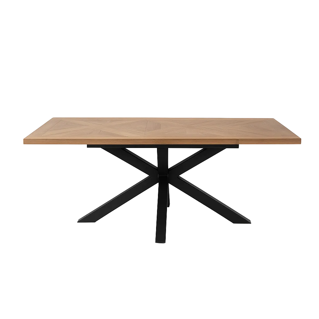Mesa extensible color natural y negro en DM y metal 160x90x77cm - Ixia - 612357IX - foto-transparente