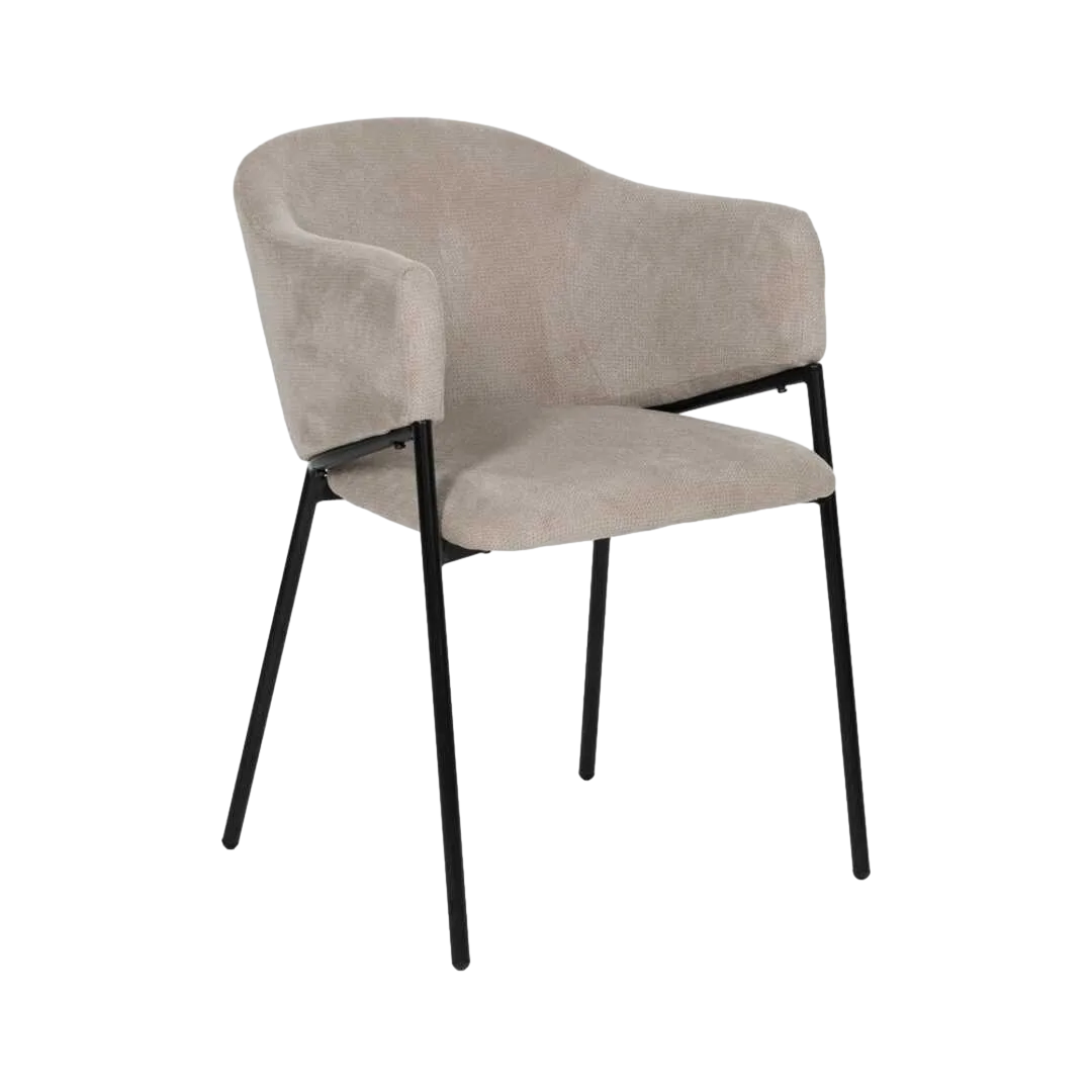 Silla tapizada en tejido beige con patas metálicas 54x60x78cm - Ixia - 612541IX - foto-transparente