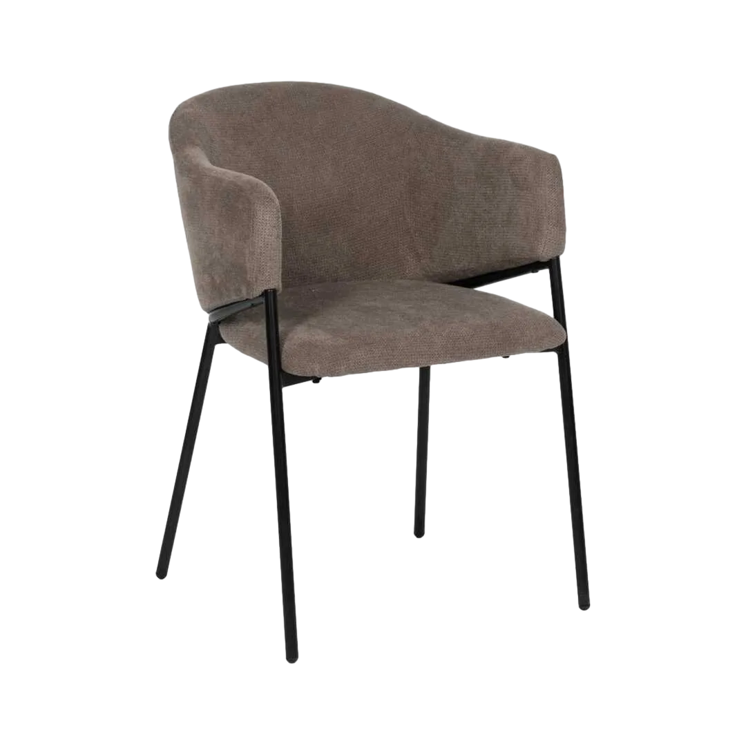 Silla tapizada en tejido taupe con patas metálicas 54x60x78cm - Ixia - 612542IX - foto-transparente