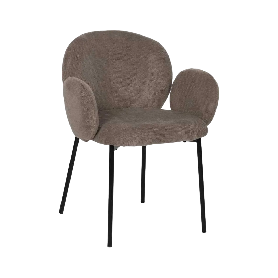Silla tapizada en tejido poliéster color taupe con patas de metal 66x60x79cm - Ixia - 612544IX - foto-transparente