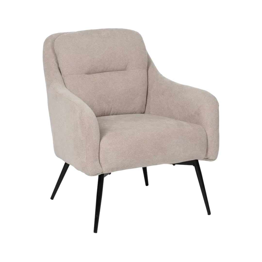 Sillón beige en tejido poliéster con patas metálicas 69x73x79cm - Ixia - 612549IX - foto-transparente