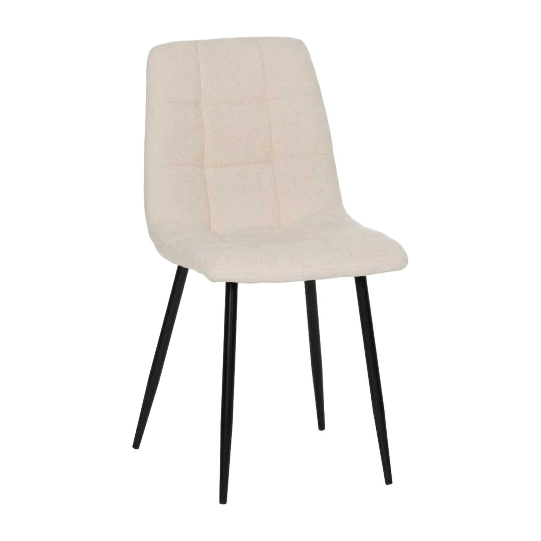 Silla tapizada en tejido blanco con patas metálicas estilo contract 44x42x89cm - Ixia - 612555IX - foto-transparente