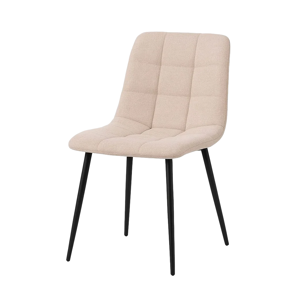 Silla tapizada beige en tejido con patas de metal y relleno de espuma de densidad 23-25kg/m3 44x42x89cm - Ixia - 612556IX - foto-transparente