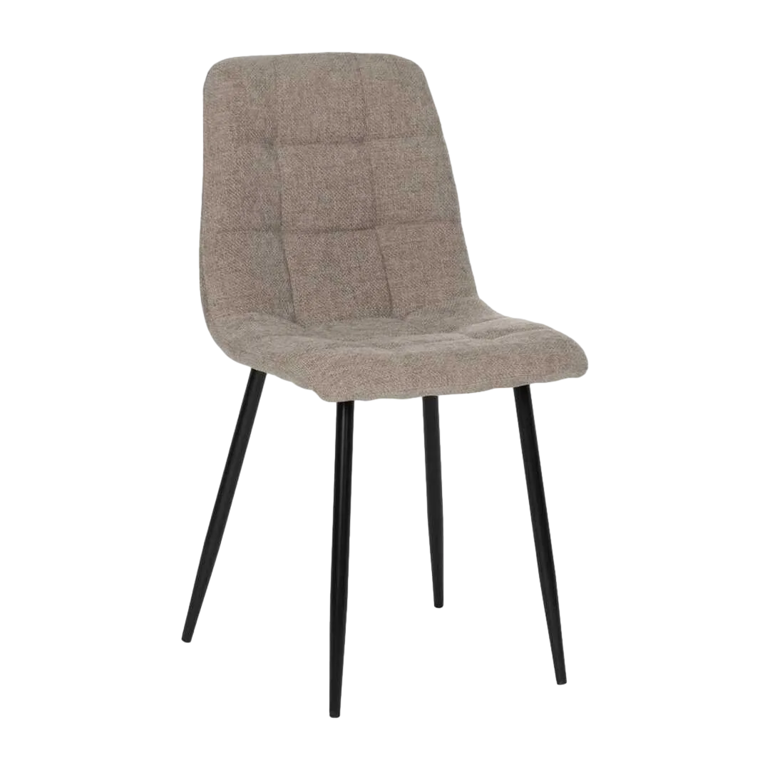 Silla tapizada en tejido taupe con patas de metal y relleno de espuma densidad 23-25kg/m3 44x42x89cm - Ixia - 612557IX - foto-transparente