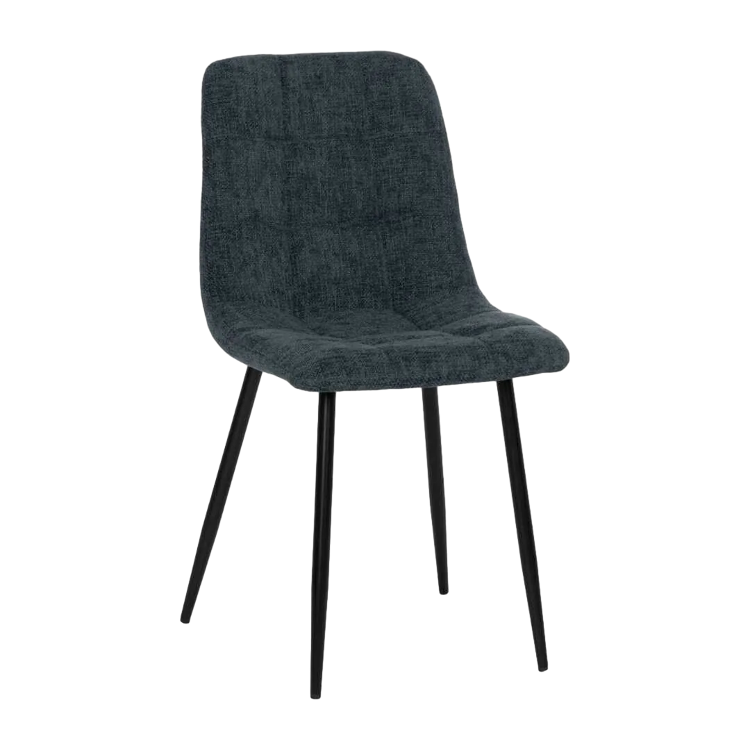 Silla azul tapizada en tejido poliéster con patas metálicas 44x42x89cm - Ixia - 612560IX - foto-transparente