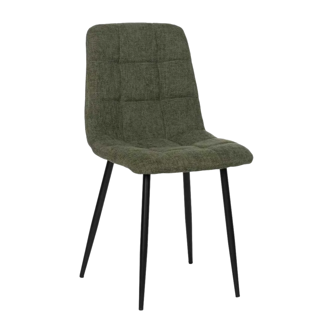 Silla tapizada verde en poliéster con patas metálicas espuma densidad 23-25kg/m3 no apilable 44x42x89cm - Ixia - 612561IX - foto-transparente