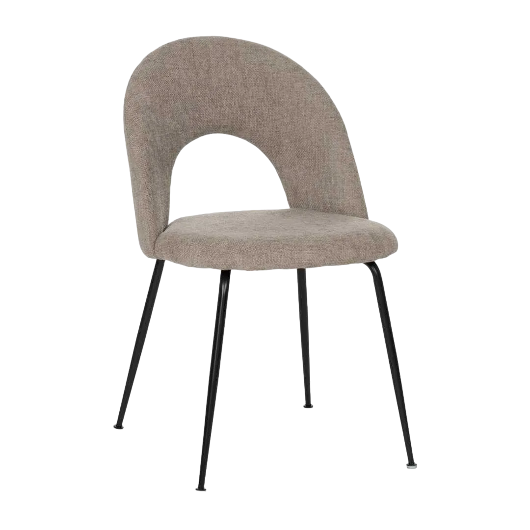 Silla tapizada taupe en tejido con patas de hierro y asiento en DM acolchada 49x60x81cm - Ixia - 612565IX - foto-transparente