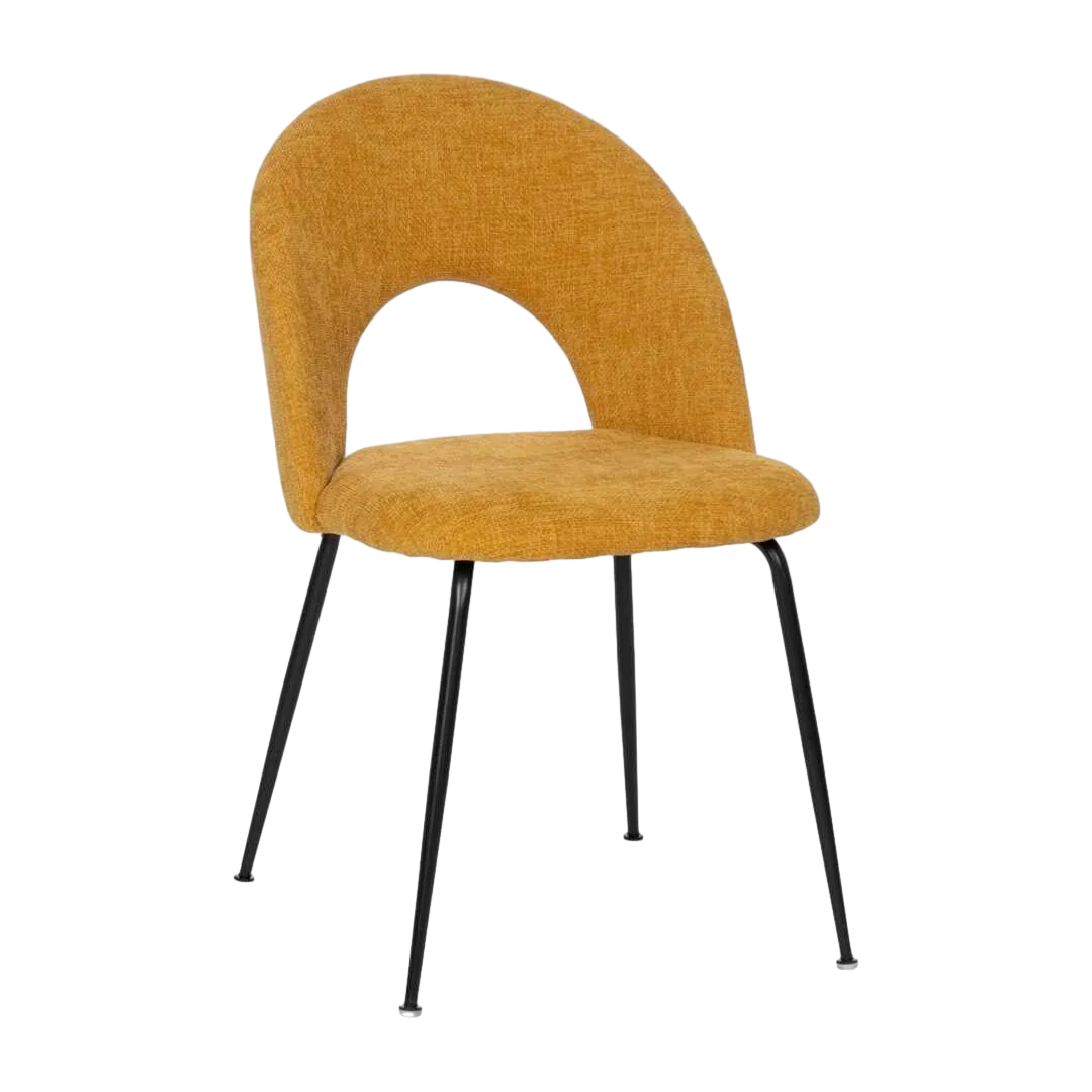 Silla tapizada amarilla con asiento en DM y patas de metal 49x60x81cm - Ixia - 612566IX - foto-transparente