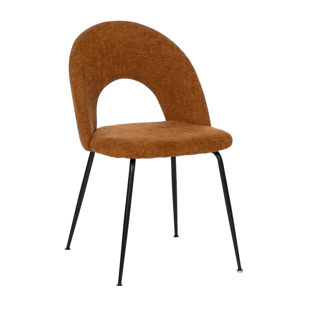 Silla tapizada en tejido marrón con estructura metálica 49x60x81cm - Ixia - 612567IX - foto-transparente