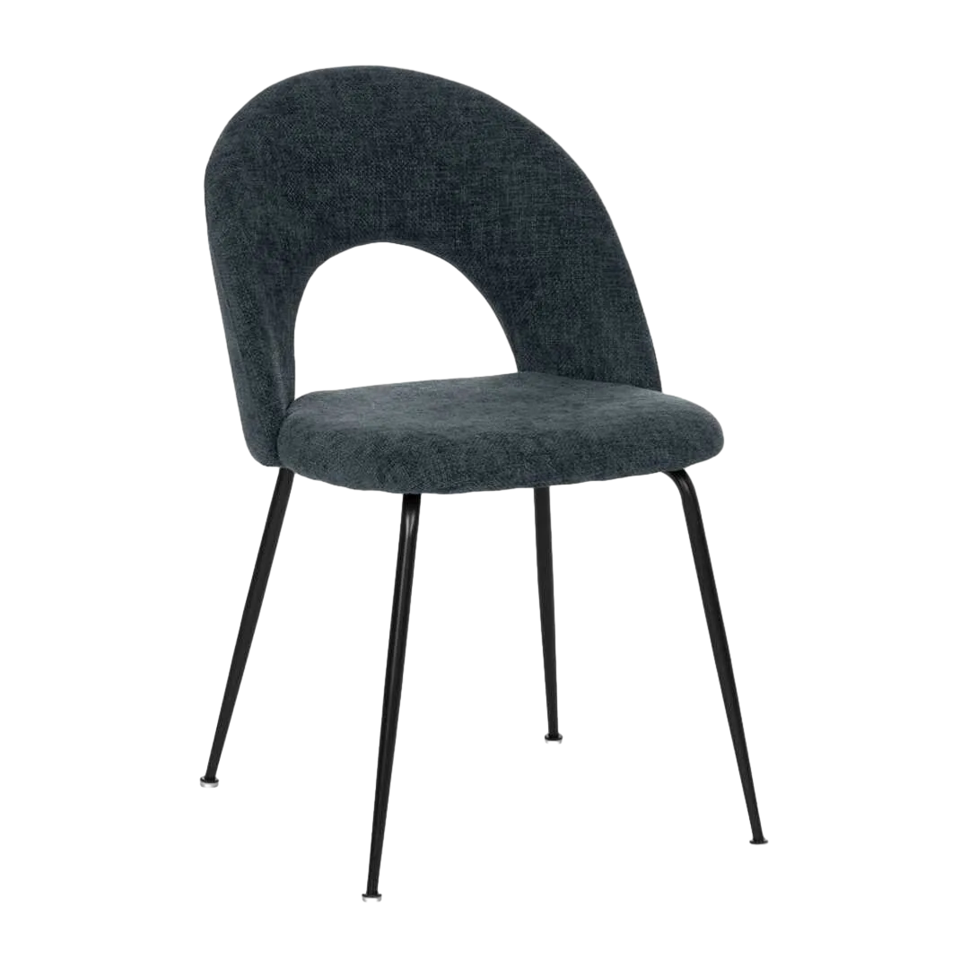 Silla tapizada azul en tejido con estructura metálica 49x60x81cm - Ixia - 612568IX - foto-transparente