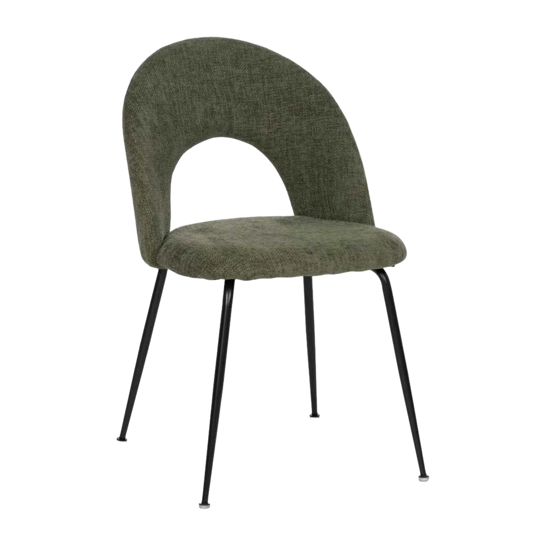Silla verde tapizada en tejido con patas de hierro estilo contract 49x60x81cm - Ixia - 612569IX - foto-transparente