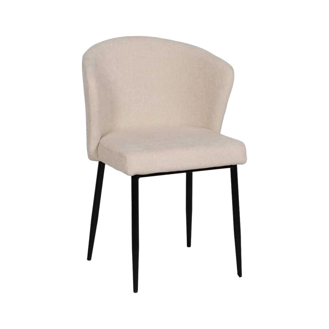 Silla tapizada en tejido blanco con estructura metálica 52.50x55x80cm - Ixia - 612571IX - foto-transparente