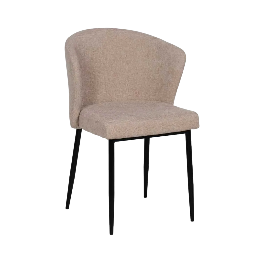 Silla beige tapizada en tejido poliéster con patas de hierro 52.50x55x80cm - Ixia - 612572IX - foto-transparente