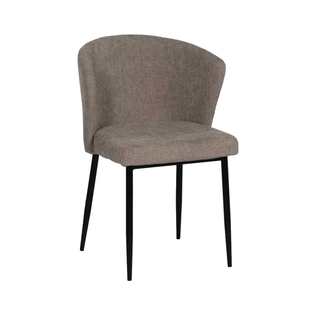 Silla tapizada en tejido taupe con estructura metálica 52.50x55x80cm - Ixia - 612573IX - foto-transparente