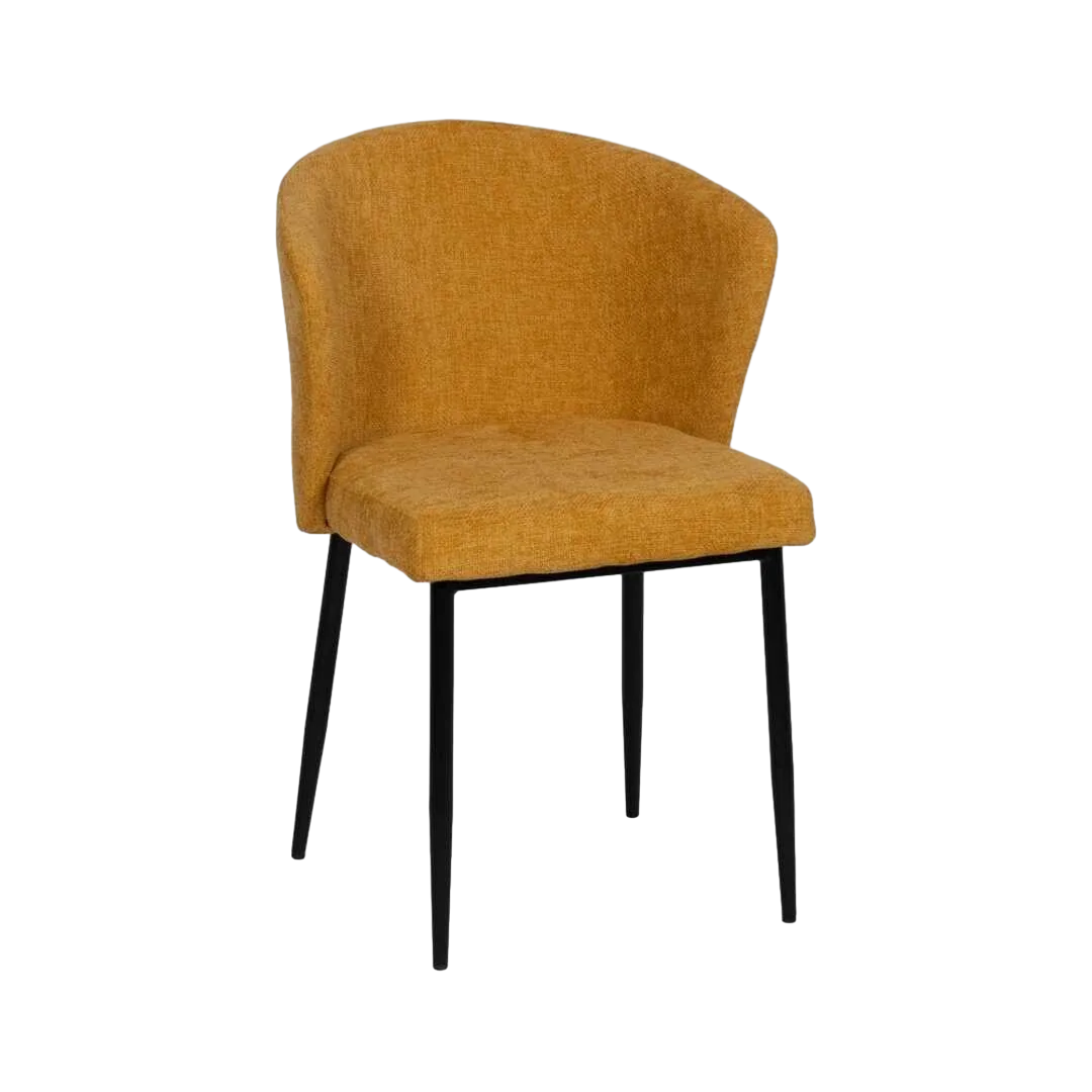 Silla tapizada en poliéster color amarillo con patas de hierro contract 52.50x55x80cm - Ixia - 612574IX - foto-transparente